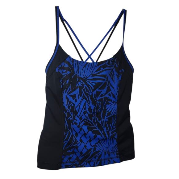 Lands End Tankini Swimsuit Top 2 Blue Strappy - Picture 1 of 10